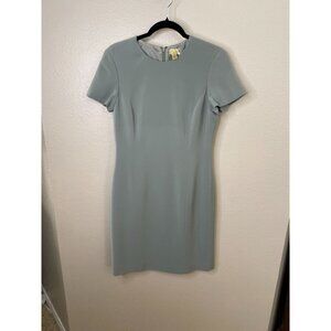 Caslon Womens Green Sheath Dress 4 Short Sleeve Polyester Lined Back Zip Closure